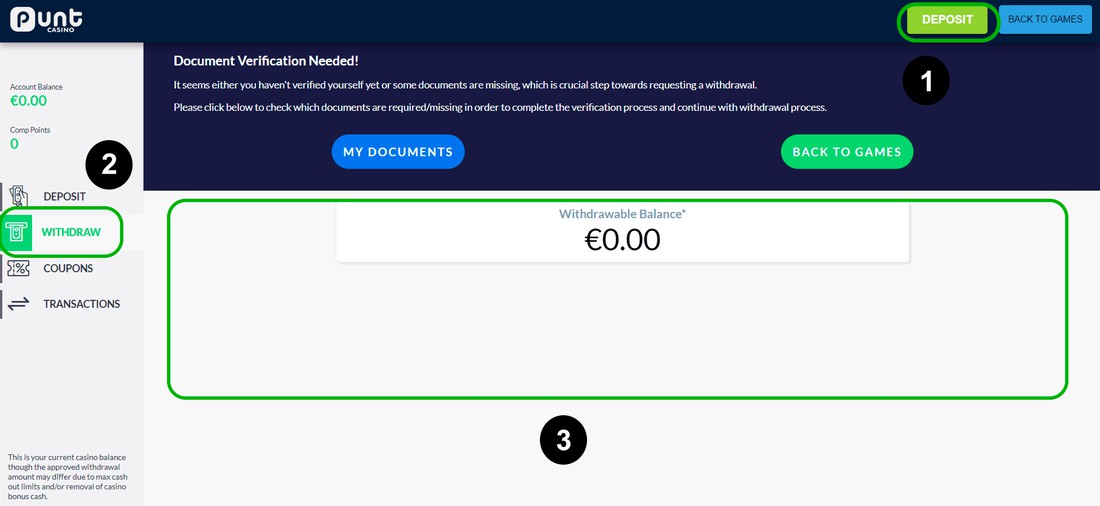 the process of withdrawing money